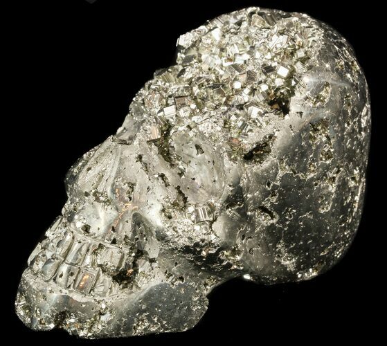 Polished Pyrite Skull With Pyritohedral Crystals #50988